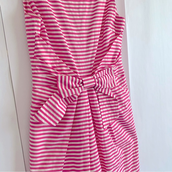 Kate Spade Jillian Bow Seersucker Striped Sleeveless Cotton dress pink white - Picture 7 of 13